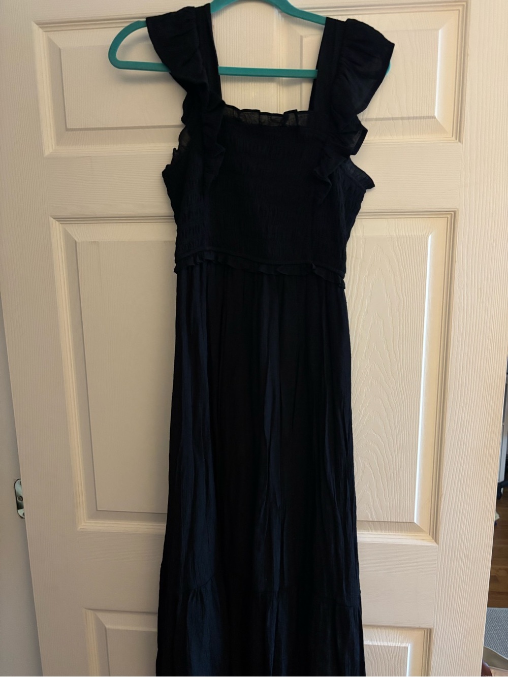 vestique Black Ruffle Strap Maxi Dress
